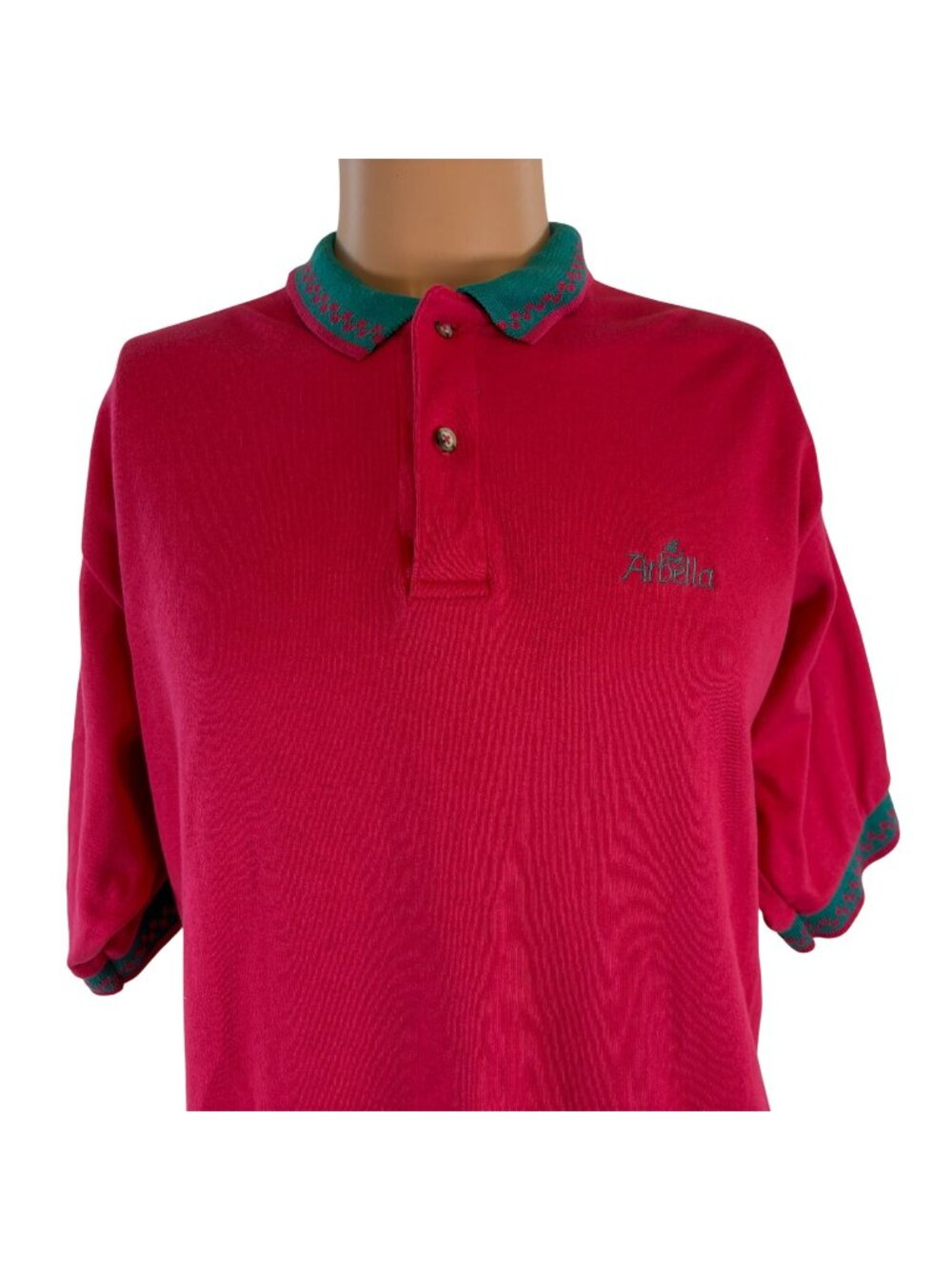 Vintage Arbella Insurance Polo Shirt Mens Size M Neon Pink Made In USA